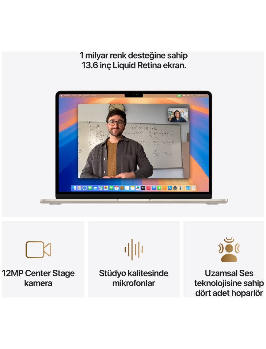 Apple MacBook Air M4 16GB 512GB SSD macOS 13" Taşınabilir Bilgisayar Yıldız Işığı MW103TU/A